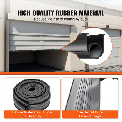 VEVOR 3m 4.8m 6m Garage Door Seals Bottom Rubber U Shape +O Ring Garage Door Weather Stripping Universal Weatherproof Rubber