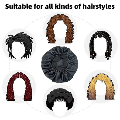 Newly Satin Night Hair Cap Women's Solid Sleeping Hat Sleep Care Bonnet Nightcap For Women Unisex Cap