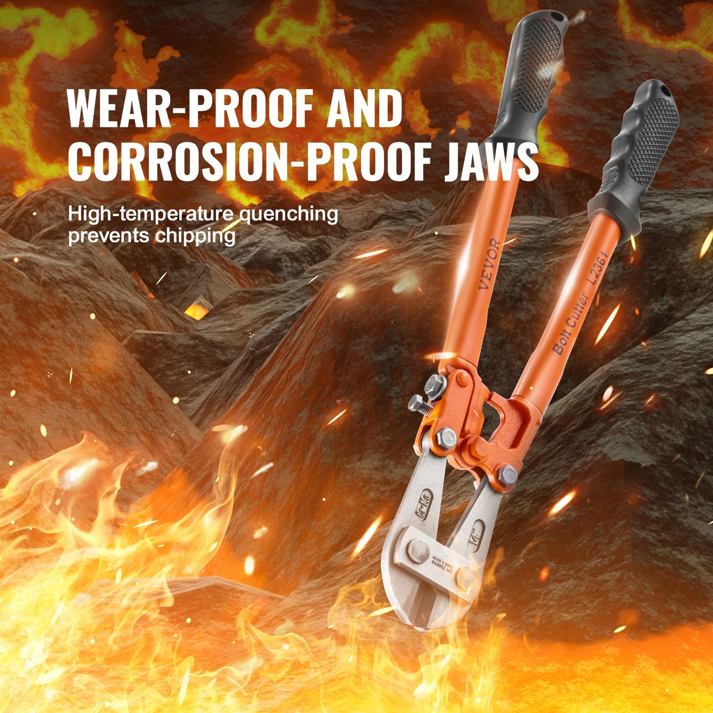 VEVOR Bolt Cutter 8in/14in/18in/24in Lock Cutter Bi-Material Handle with Soft Rubber Grip Chrome Molybdenum Alloy Steel Blade