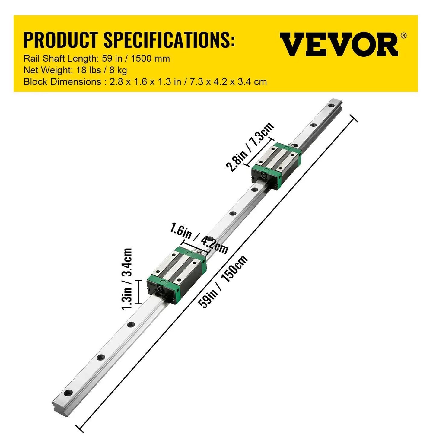 VEVOR HGR20 2PCS Linear Guide Rails 700-2000MM 4PCS Slide Blocks RM1605 Ballscrew W/ Ball Nut BF12/BK12 Nut for CNC DIY Routers