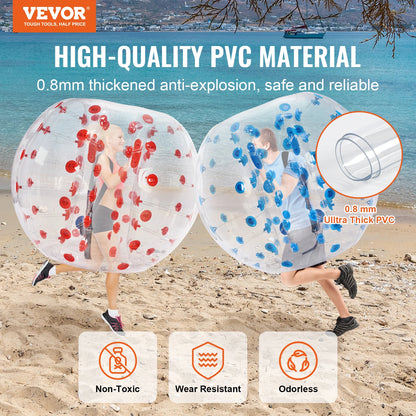 VEVOR 2-Pack 5FT/1.5M Inflatable Bumper Balls 0.8mm Thick Bubble Soccer Balls Inflatable Zorb Balls for Adults Children