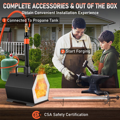 VEVOR EU Propane Forge Portable Single Burner Tool and Knife Making Large Capacity Blacksmith Farrier Forges Gas Forging Tools