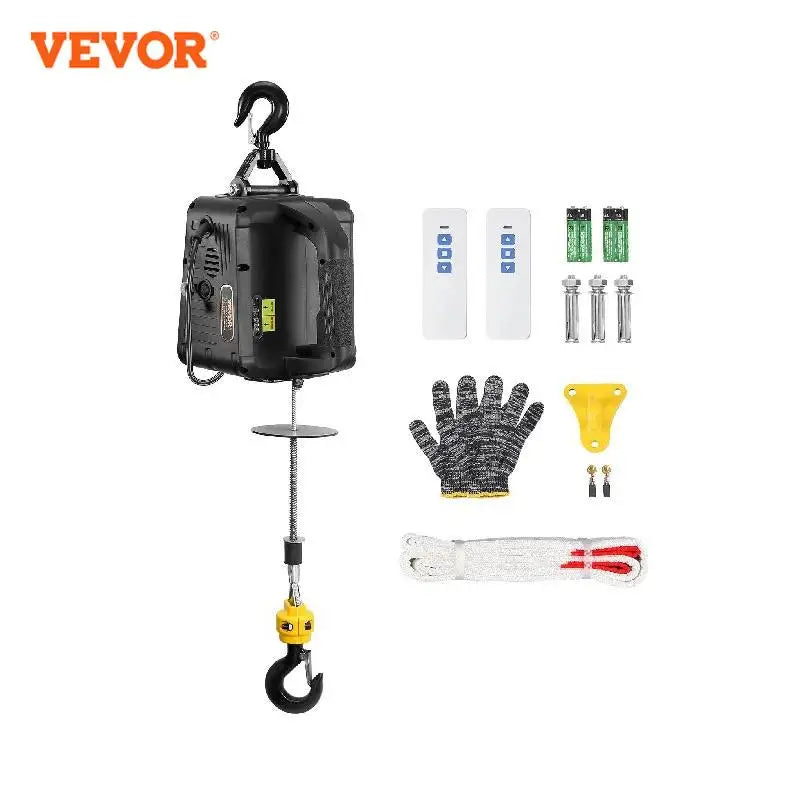 VEVOR 1100 lbs Electric Hoist Winch 1500W Portable Power Winch Crane with Wireless Remote Control for Warehouse Factory Lifting