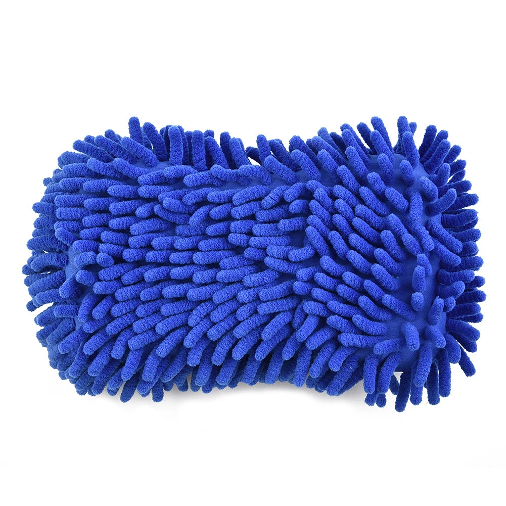 Auto Blue Microfiber Chenille Car Wash Sponge Care Washing Brush Pad Cleaning Tools Auto Washing Towel Glove Styling Accessories