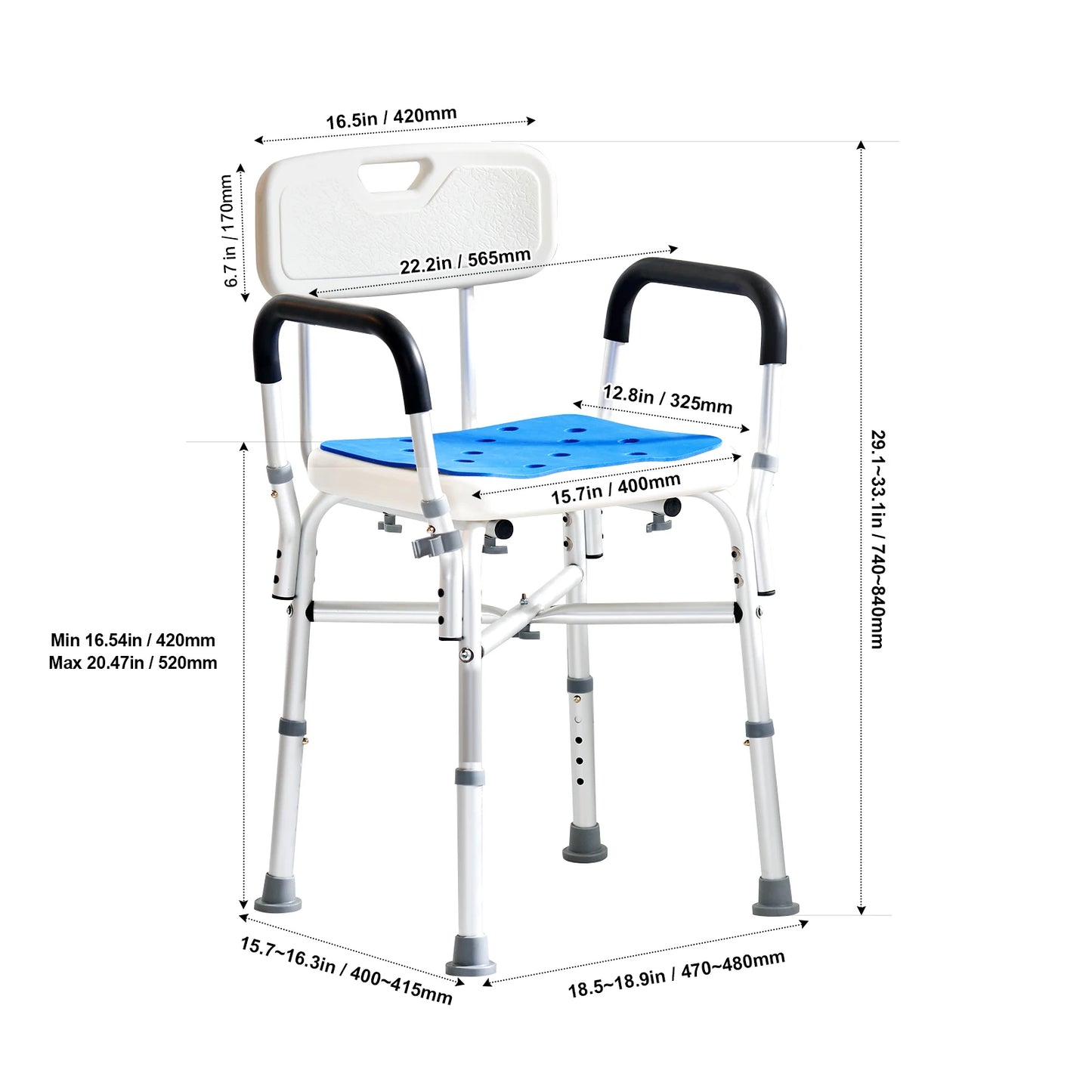 VEVOR Shower Chair Seat Adjustable Height Bench Bath Chair for Elderly Disabled Shower Chair for Inside Shower Bathtub 400/350lb