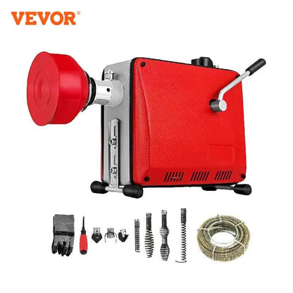 VEVOR GQ-100 Electric Pipe Dredging Machine Sewer Dredger 390W Automatic Sink Toliet Floor Tube Plunger Unblocker Cleaning Tool