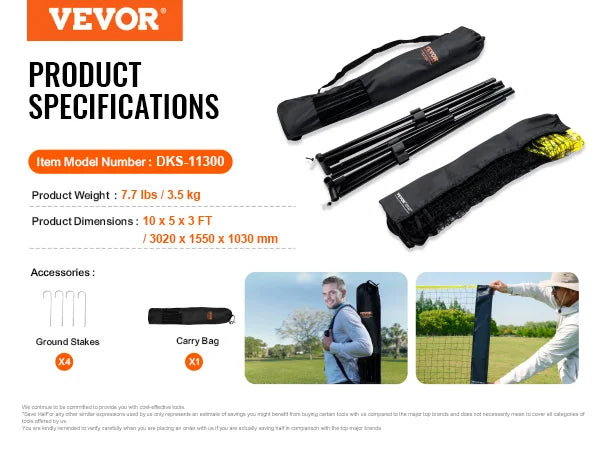 VEVOR 10/14/17FT Badminton Net Height Adjustable Volleyball Net Wide Foldable Pickleball Net Portable Easy Setup Tennis Net Set