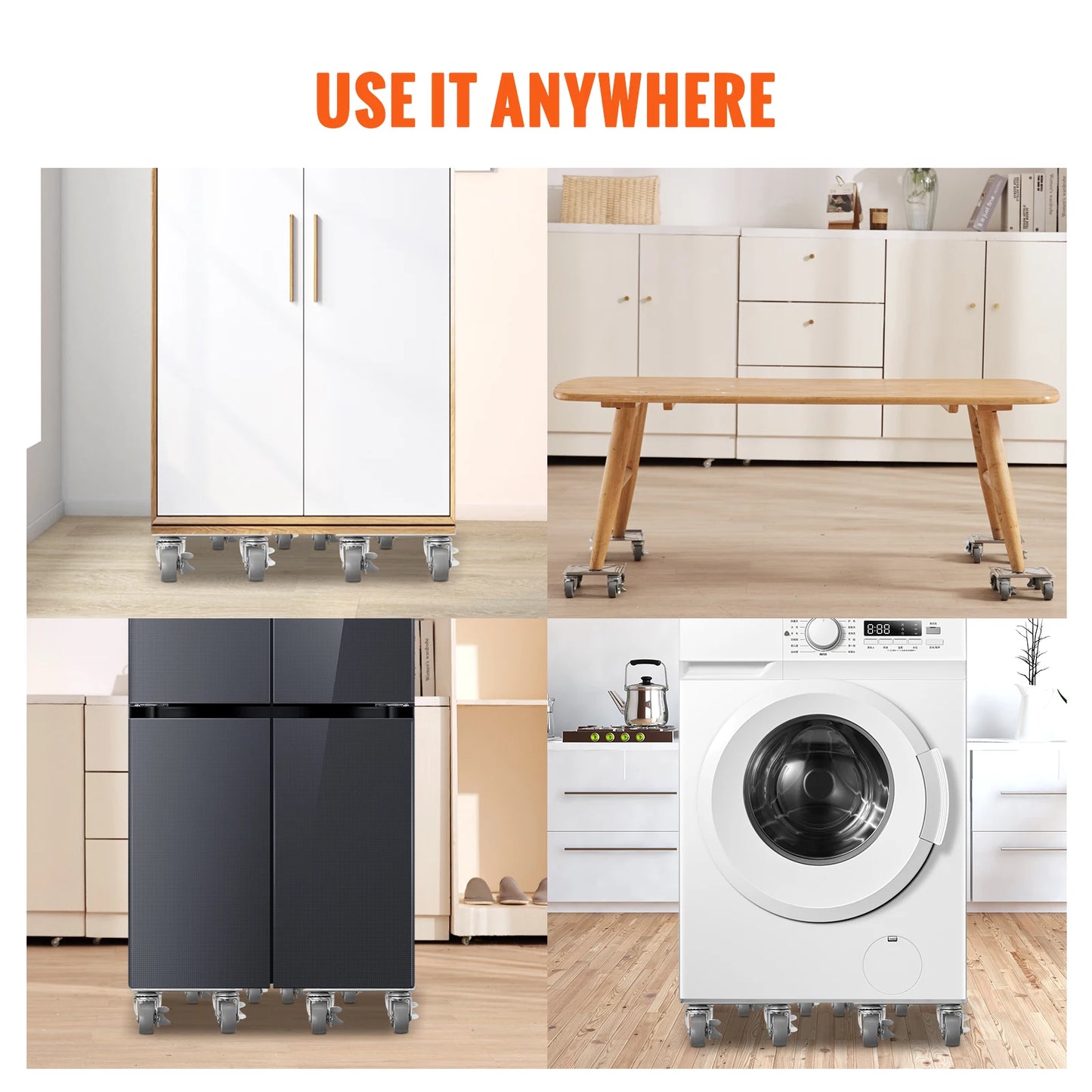 VEVOR 4pcs 360° Rotation Industrial Machinery Mover Pallet Trolley Heavy Furniture Movers Dolly for Transporting Cargo Warehouse