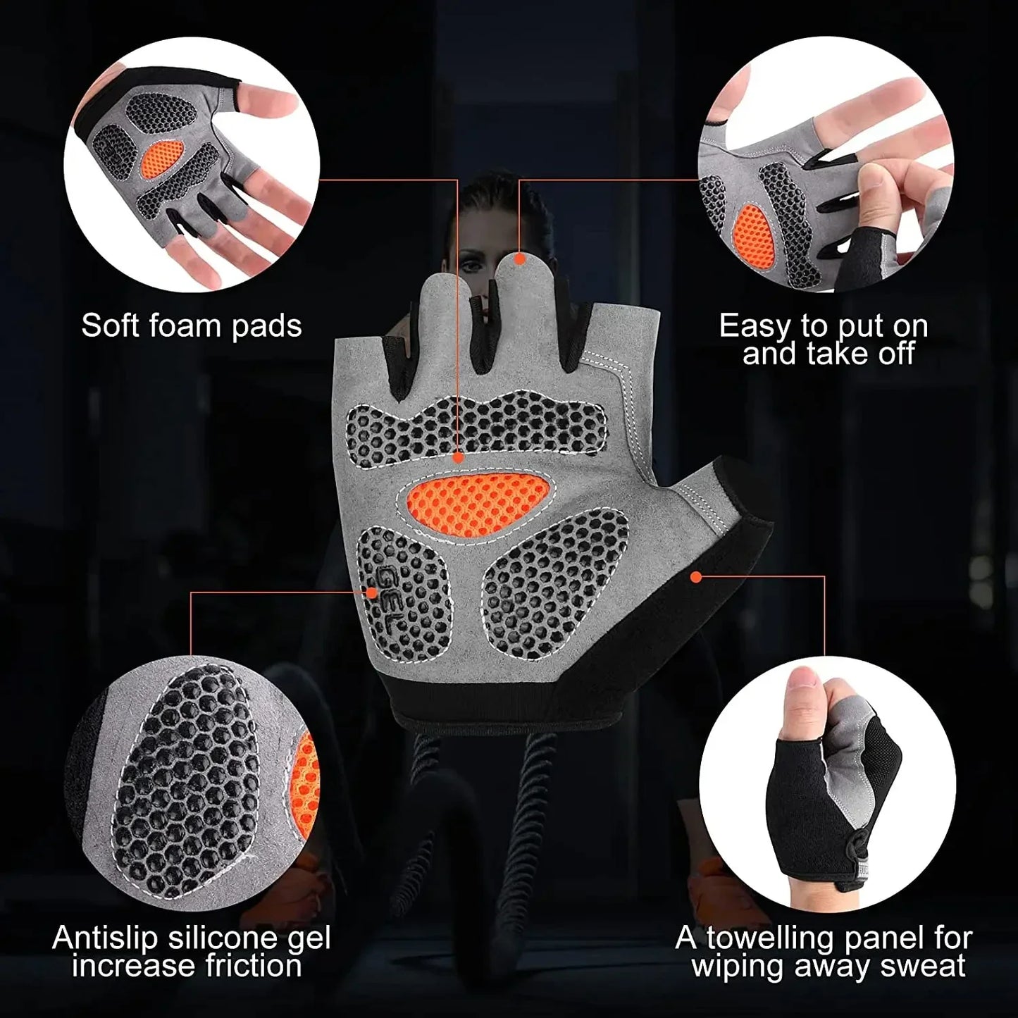 New Models Fitness Exercise Glove Fingerless Men Women Bodybuilding Exercise Sports Gloves Slip Breathable Wear Resistant
