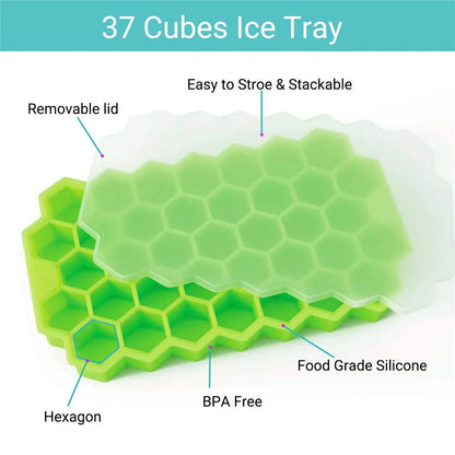 Ice Block Mold Honeycomb Silicone Ice Block Ice Tray Mould Reusable Food Grade Ice Maker with Lids for Summer Juice Wine