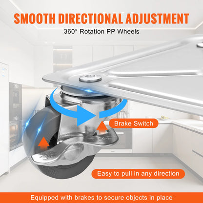 VEVOR 4pcs 360° Rotation Industrial Machinery Mover Pallet Trolley Heavy Furniture Movers Dolly for Transporting Cargo Warehouse