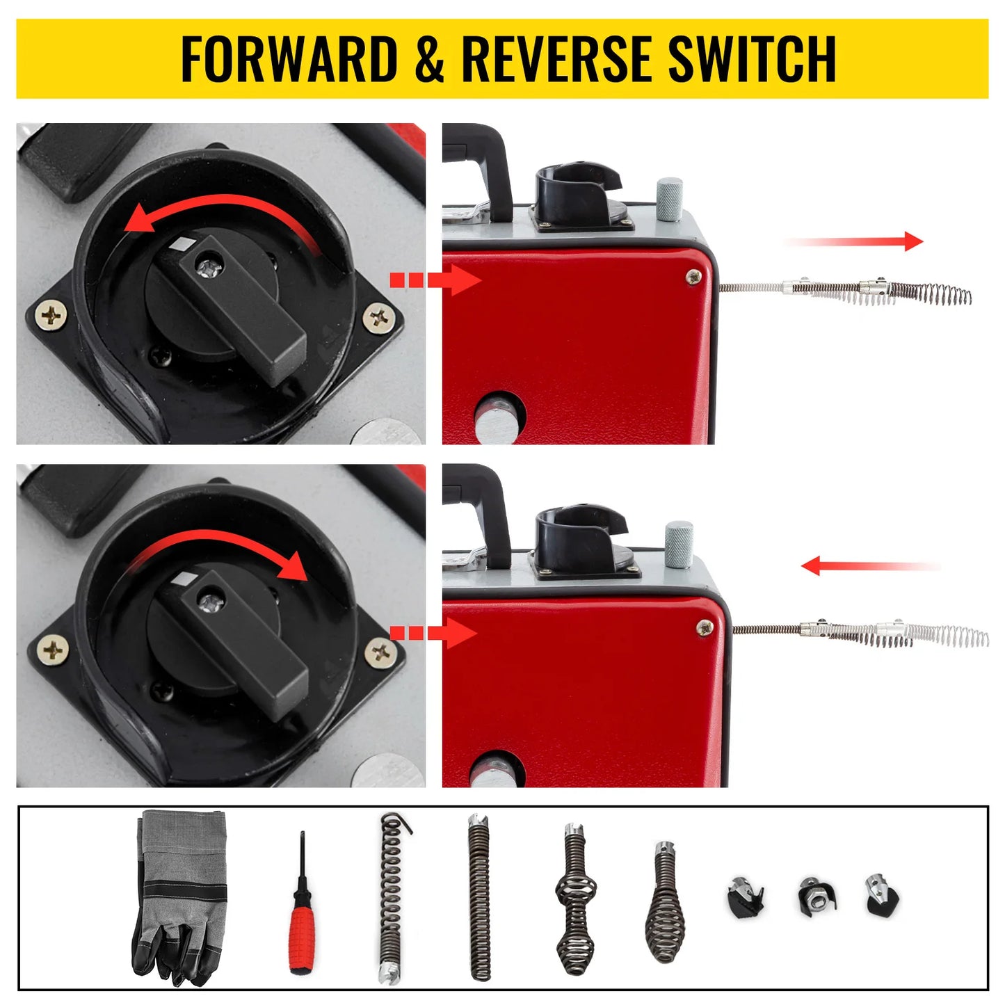 VEVOR GQ-100 Electric Pipe Dredging Machine Sewer Dredger 390W Automatic Sink Toliet Floor Tube Plunger Unblocker Cleaning Tool