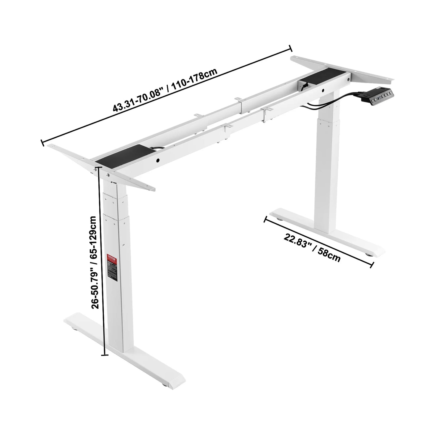 VEVOR Standing Desk Frame Electric Stand Up Computer Desk Legs Ergonomic DIY Workstation Base for Home and Office Black white