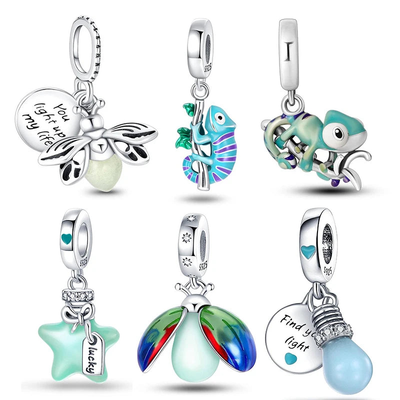 2024 Hot Sale New in Silver Color Ocean Collection Charm Firefly Beads Fit Pandora Bracelet DIY Pendant Woman Jewelry