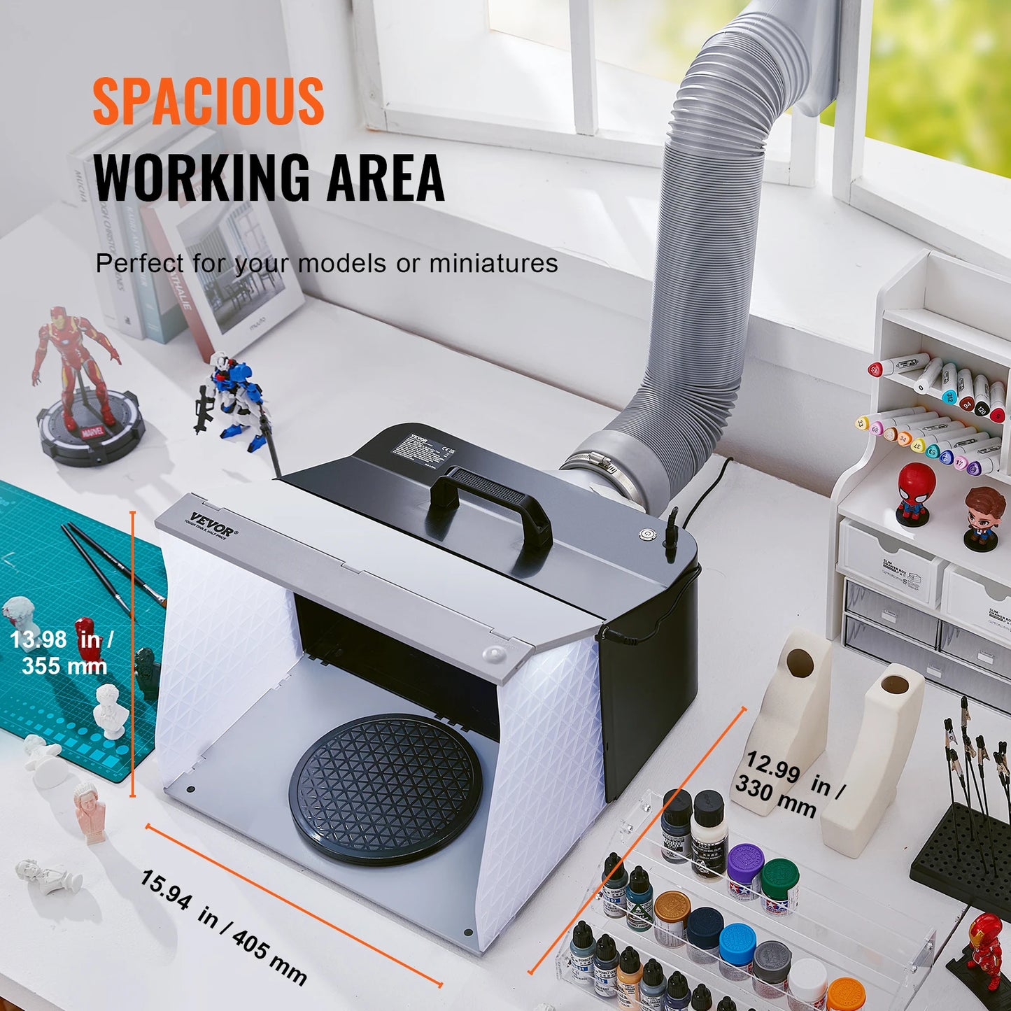 VEVOR Airbrush Spray Booth Portable Hobby Airbrush Paint Spray Booth Kit with 4 LED Light Powerful Dual Exhaust Fans