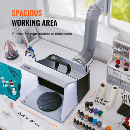 VEVOR Airbrush Spray Booth Portable Hobby Airbrush Paint Spray Booth Kit with 4 LED Light Powerful Dual Exhaust Fans