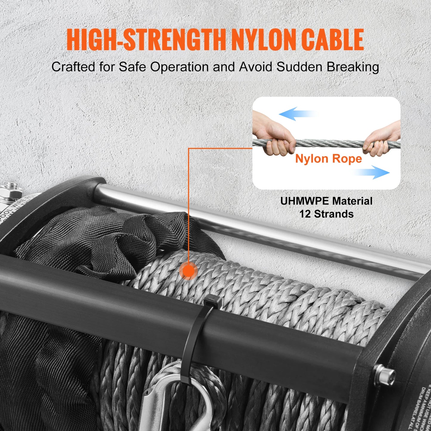 VEVOR 13000lb 12V Electric Winch Nylon Rope Winch ATV Winch with Wireless for Towing Jeep Off-Road SUV Truck Car Trailer Boat