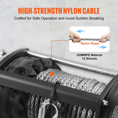 VEVOR 13000lb 12V Electric Winch Nylon Rope Winch ATV Winch with Wireless for Towing Jeep Off-Road SUV Truck Car Trailer Boat