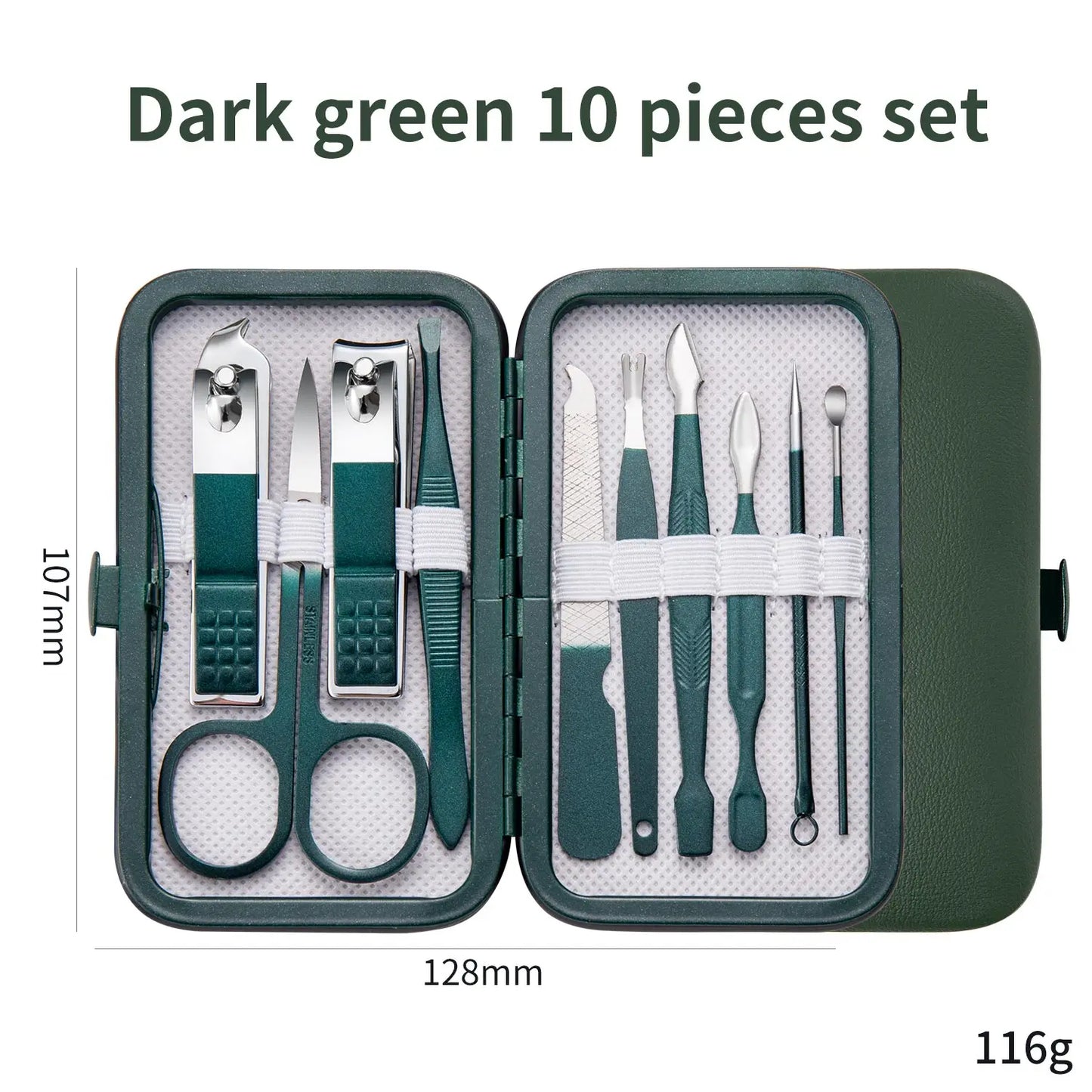 7/10/12/18Pcs Manicure Set Stainless Steel Nail Cutter Fingernail Clippers Trimmer Eyebrow Scissor Tweezers Ear Spoon Facial Car