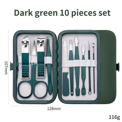 7/10/12/18Pcs Manicure Set Stainless Steel Nail Cutter Fingernail Clippers Trimmer Eyebrow Scissor Tweezers Ear Spoon Facial Car