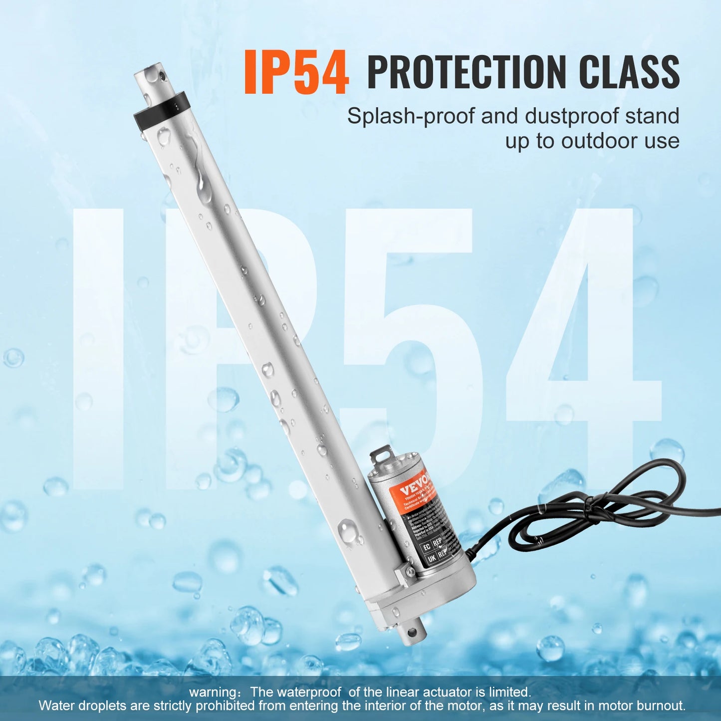 VEVOR 12V Linear Actuator 150MM 300MM 500MM 1000N Electric Linear Motor Controller Homeuse with Mounting Bracket IP54 Protection