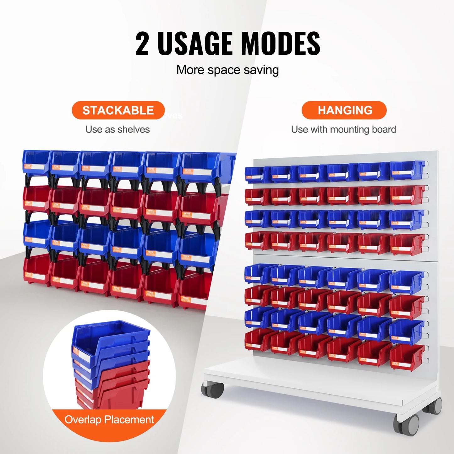 VEVOR Storage Bin 24pcs Stackable Organizer Bin 5x4*3inch Freestanding Tiered Shelf for Garage Hanging Stacking Container