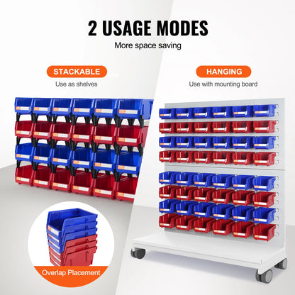 VEVOR Storage Bin 24pcs Stackable Organizer Bin 5x4*3inch Freestanding Tiered Shelf for Garage Hanging Stacking Container