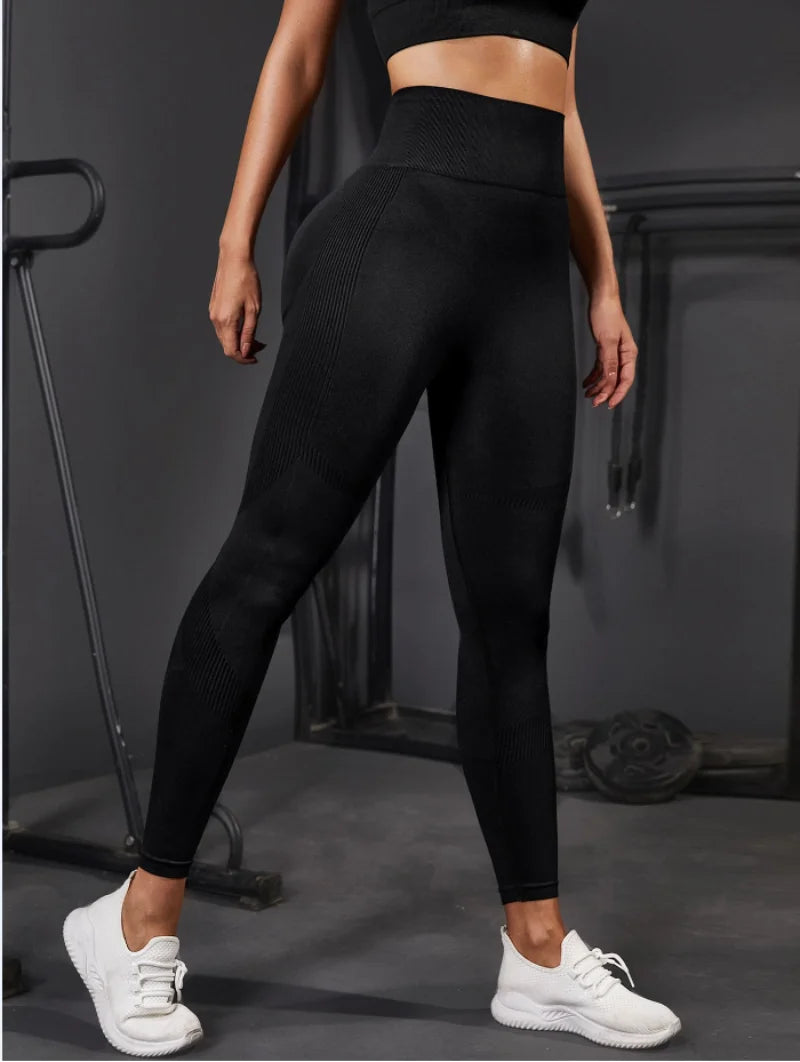 Seamless Pants With Sexy Lines Lifting Buttocks Sports Tight Pants Women's High Waisted Elastic Fitness Pants Running Yoga Pant