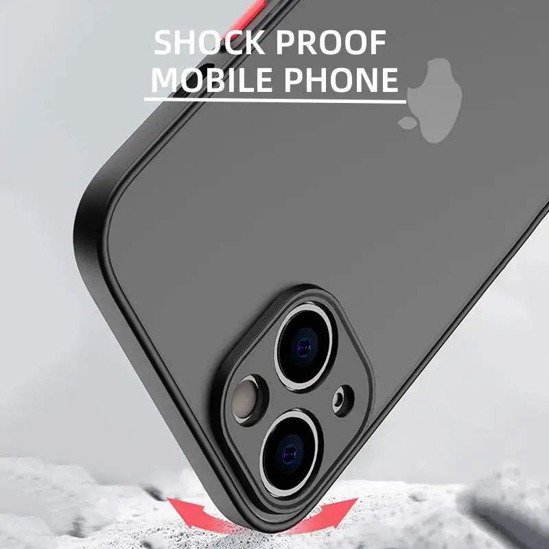 Shockproof Armor Hard PC Matte Case For iPhone 15 14 13 12 11 Pro XR X XS Max 7 8 Plus SE 13 Mini Silicone Clear Back Cover