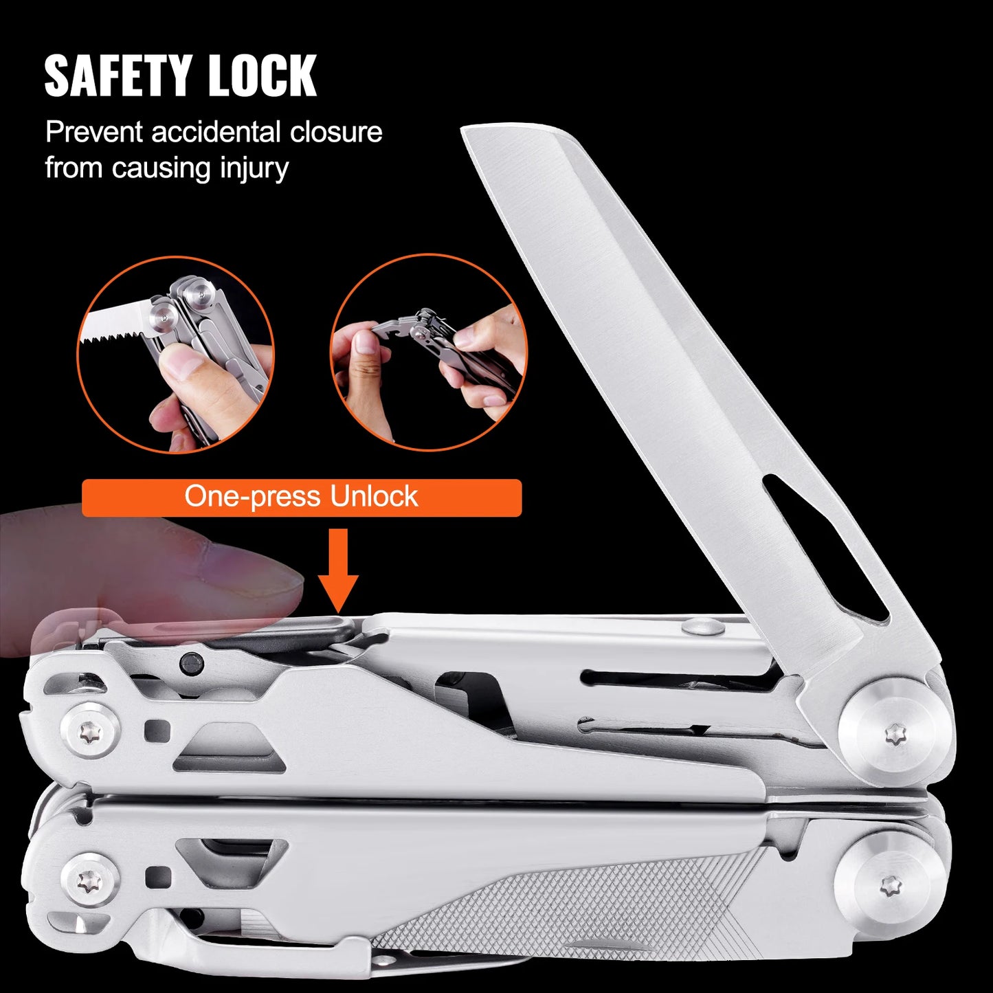 VEVOR 16 17-In-1 Multitool Pliers Multi Tool Pliers Cutters Knife Scissors Ruler Screwdrivers Wood Saw, Can Bottle Opener