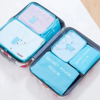 6pcs Simple Solid Color Travel Storage Bag, Clothing Storage Bag, Dry And Wet Separate Storage Bag, Cosmetic Bag Wash Bag Toilet