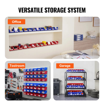 VEVOR Storage Bin 24pcs Stackable Organizer Bin 5x4*3inch Freestanding Tiered Shelf for Garage Hanging Stacking Container