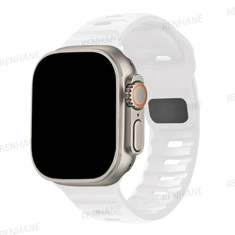 Silicone Band for Apple Watch 49mm 45mm 44mm 41mm 40mm 42mm 38mm Sports Bracelet Correa IWatch Ultra Series 9 8 7 6 5 3 SE Strap