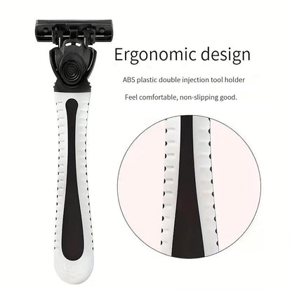 Variety Packs Skin Guard Anti-Slip Handle Replacement Triple Blades Reusable Safety Manual Razors for Men Shaving Bathing Travel