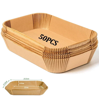 50/100pcs Air Fryer Disposable Paper Round/Square/Rectangle Liner Non Stick Special Round Size Baking Papers Kitchen Accessories