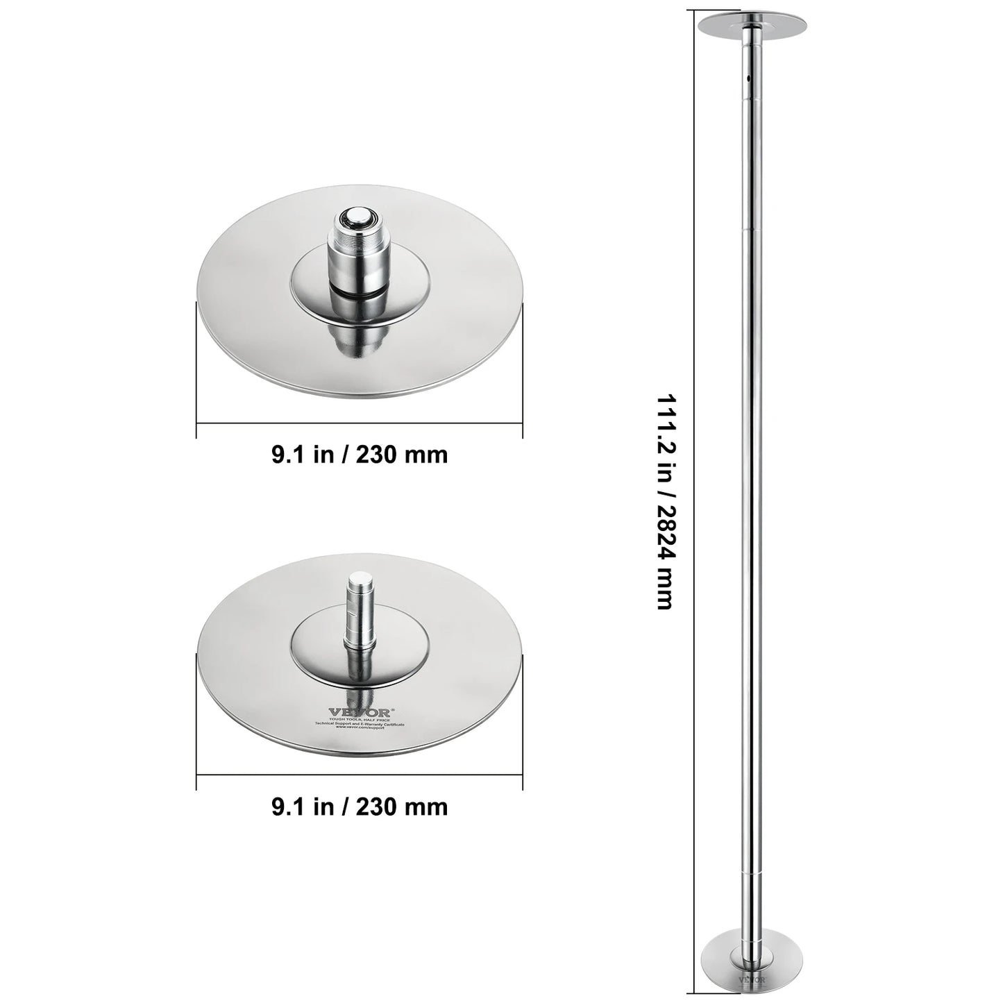 VEVOR Professional Dancing Pole Spinning Static Dancing Pole Kit Portable Removable Pole 45mm Heavy-Duty Stainless Steel Pole