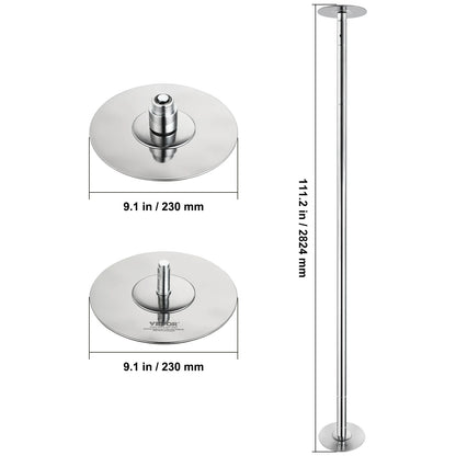 VEVOR Professional Dancing Pole Spinning Static Dancing Pole Kit Portable Removable Pole 45mm Heavy-Duty Stainless Steel Pole