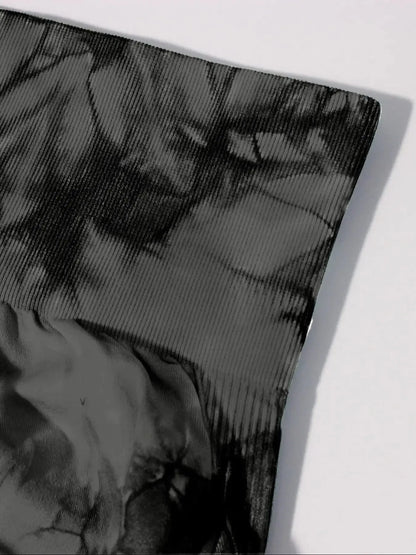 Sports Fitness Women High Waist Trumpet pants Tie-dye Casual Trousers