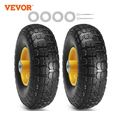 VEVOR 2-Pack Solid PU Run-Flat Tire Wheel 10" Flat Free Tubeless Tires and Wheels for Dollies Garden Trailers Various Carts