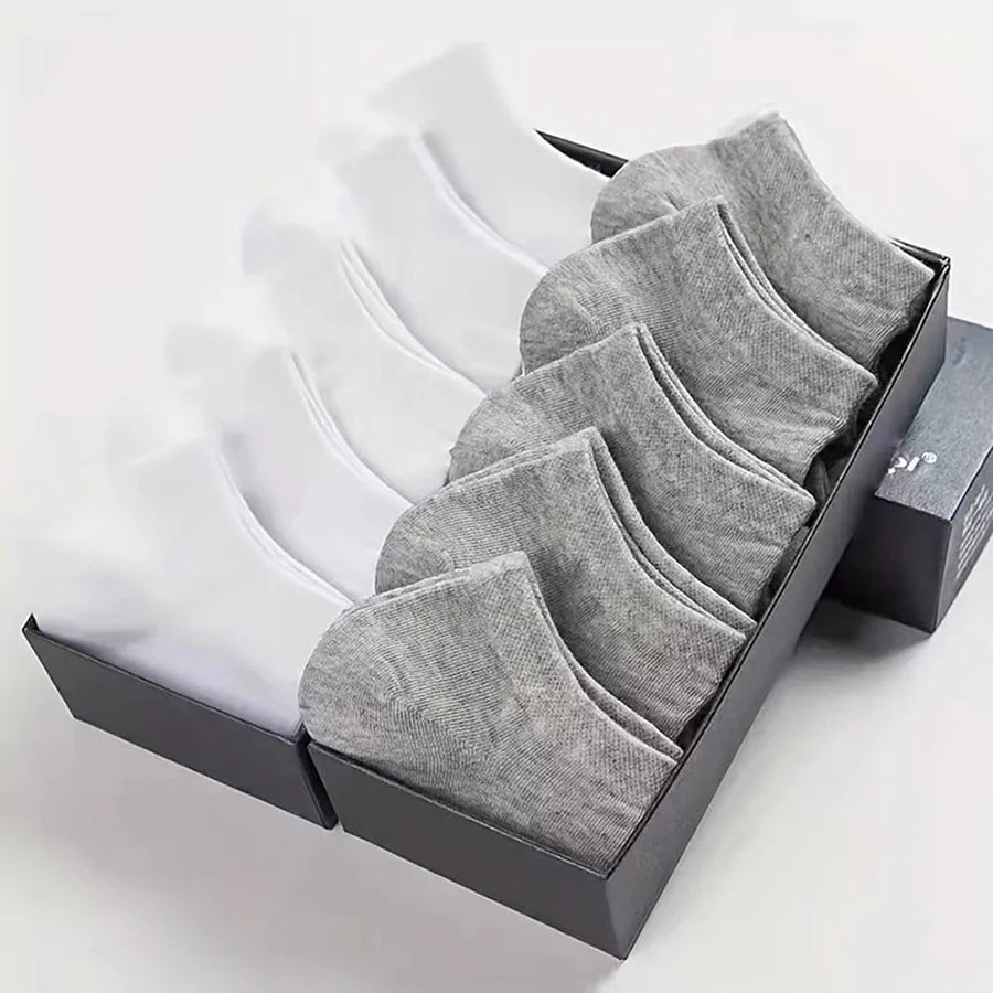 10/40 Pairs Men's Boat Socks Breathable Sweat Absorbing Solid Color Mature Atmospheric High-Quality Men's Business Low Socks