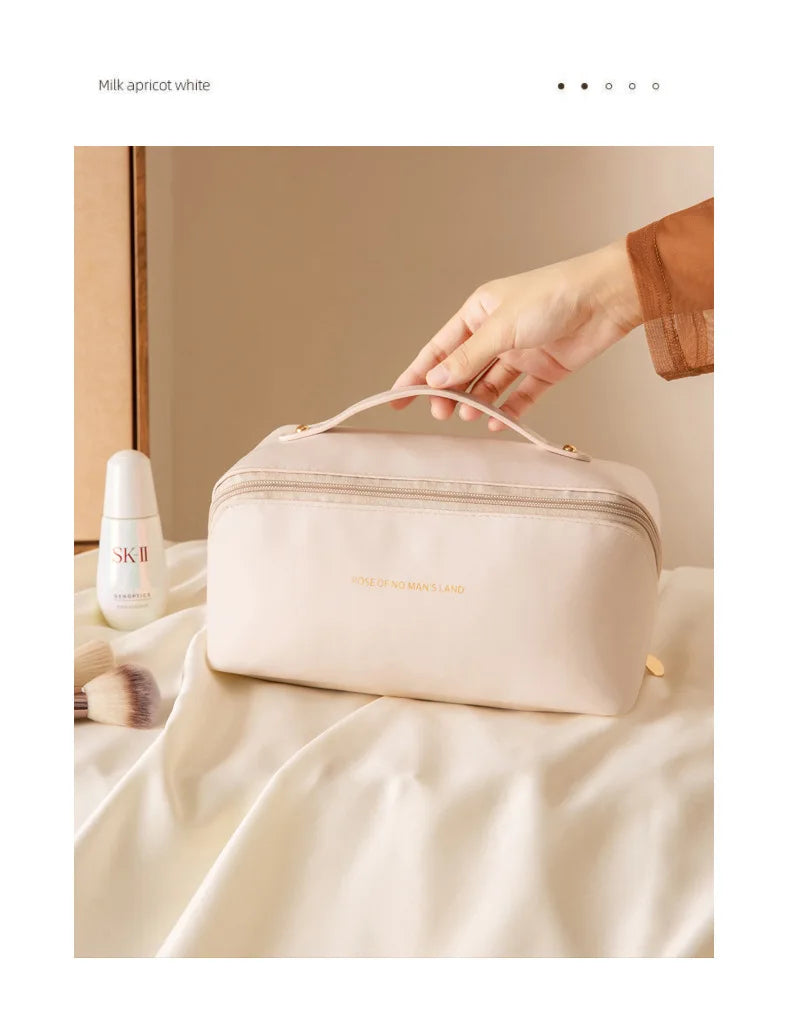 Large capacity pillow storage bag, PU leather waterproof, portable makeup bag, travel and business travel