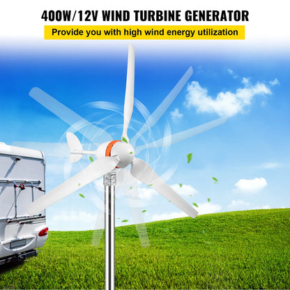 VEVOR Wind Turbine Generator 12V AC 300W-500W Wind Power Generator W/ MPPT Controller 3 5 Blades Auto Adjust Windward Home Use