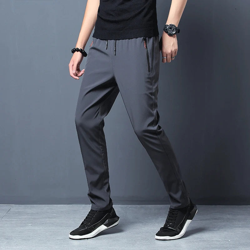 Summer new men's casual pants slim Korean ice silk pants Jin round thin sports pants straight tube quick drying pants