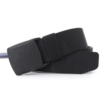 Men/women Belt Outdoor Travel Tactical Belt High Quality Plastic Automatic Buckle New Nylon Unisex Canvas Military Add Long Belt