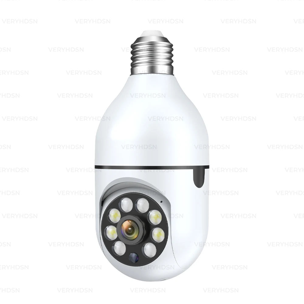 Telecamera IP WiFi con lampadina E27 da 3 MP, zoom digitale 4X, rilevamento del movimento umano tramite intelligenza artificiale, visione notturna a colori, telecamere di sorveglianza per interni