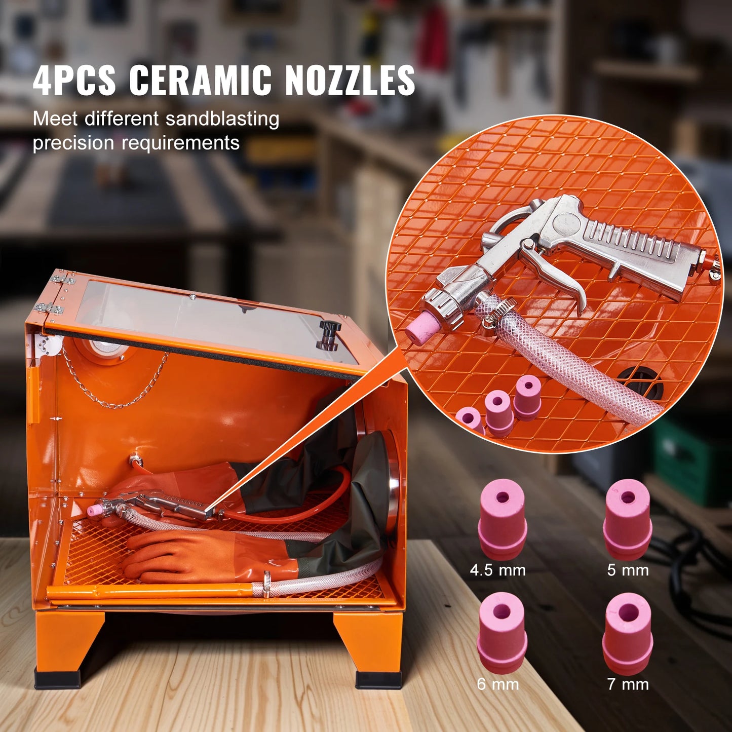 VEVOR 25/40/60 Gallon Sandblasting Cabinet Portable Benchtop Sand Blaster with Blasting Gun Nozzles for Paint Stain Rust Removal