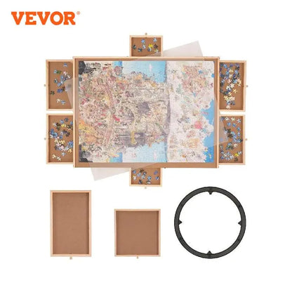 VEVOR 1500 -2000 Piece Rotating Puzzle Board Wooden Jigsaw Puzzle Table with 6 Drawers and Cover for Adults and Kids