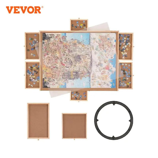 VEVOR 1500 -2000 Piece Rotating Puzzle Board Wooden Jigsaw Puzzle Table with 6 Drawers and Cover for Adults and Kids
