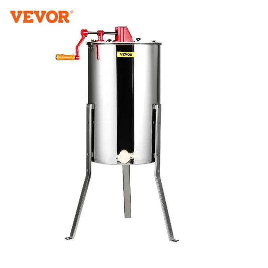 VEVOR Manual Honey Stainless Steel Beekeeping Extractor Honeycomb Drum Spinner with Lid Adjustable Apiary Centrifuge Equipment