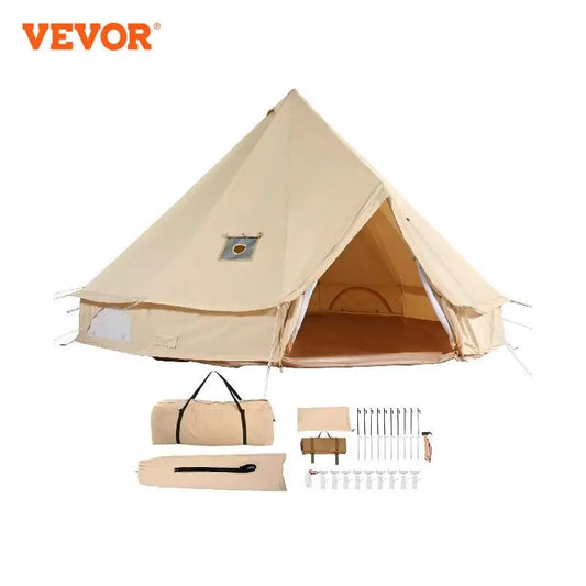 VEVOR Canvas Bell Tent, 4Seasons 3m/9.8ft Yurt Tent, Canvas Tent for Camping with Stove Jack,Breathable Tent Holds up to 4People